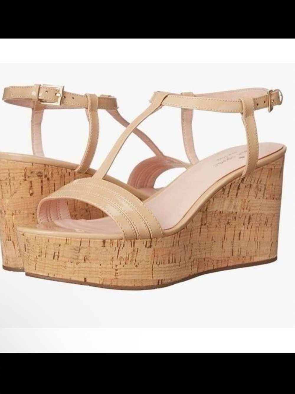 kate spade NEW YORK TALLINN Beige Cork Platform Wedge Sandals